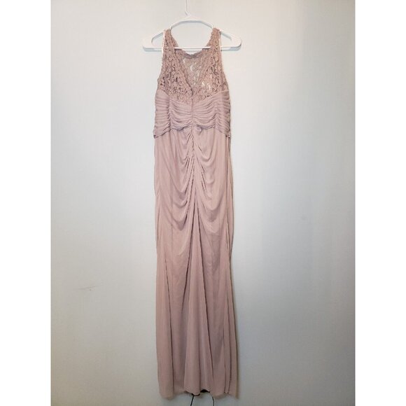 David's Bridal Women's 14 Formal Dress Long Maxi Sleeveless Pink Floral Lace - Picture 2 of 6